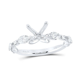 14K White Gold Diamond Semi Mount No Halo Engagement Ring 7/8 Cttw - Splendid Jewellery
