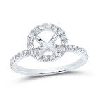 14K White Gold Diamond Semi Mount Single Halo Bridal Ring 1/2 Cttw - Splendid Jewellery