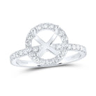 14K White Gold Diamond Semi Mount Single Halo Bridal Ring 5/8 Cttw - Splendid Jewellery