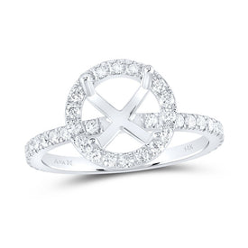 14K White Gold Diamond Semi Mount Single Halo Bridal Ring 5/8 Cttw - Splendid Jewellery