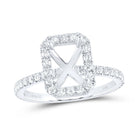 14K White Gold Diamond Semi Mount Single Halo Bridal Ring 5/8 Cttw - Splendid Jewellery