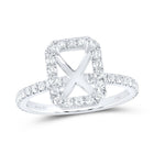 14K White Gold Diamond Semi Mount Single Halo Bridal Ring 5/8 Cttw - Splendid Jewellery