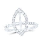 14K White Gold Diamond Semi Mount Single Halo Bridal Ring 5/8 Cttw - Splendid Jewellery