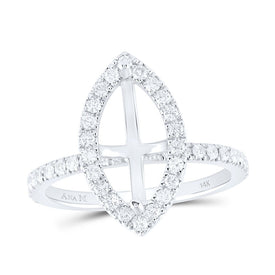 14K White Gold Diamond Semi Mount Single Halo Bridal Ring 5/8 Cttw - Splendid Jewellery