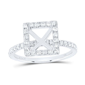 14K White Gold Diamond Semi Mount Single Halo Bridal Ring 5/8 Cttw - Splendid Jewellery