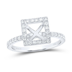 14K White Gold Diamond Semi Mount Single Halo Bridal Ring 5/8 Cttw - Splendid Jewellery