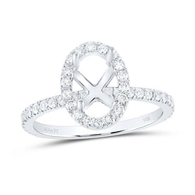 14K White Gold Diamond Semi Mount Single Halo Bridal Ring 5/8 Cttw - Splendid Jewellery