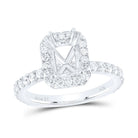 14K White Gold Diamond Semi Mount Single Halo Eng Ring 3/4 Cttw - Splendid Jewellery
