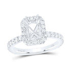 14K White Gold Diamond Semi Mount Single Halo Eng Ring 3/4 Cttw - Splendid Jewellery