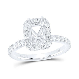 14K White Gold Diamond Semi Mount Single Halo Eng Ring 3/4 Cttw - Splendid Jewellery