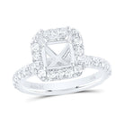14K White Gold Diamond Semi Mount Single Halo Engagement Ring 1 Cttw - Splendid Jewellery