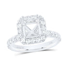 14K White Gold Diamond Semi Mount Single Halo Engagement Ring 1 Cttw - Splendid Jewellery
