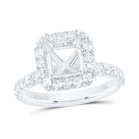 14K White Gold Diamond Semi Mount Single Halo Engagement Ring 1 Cttw - Splendid Jewellery