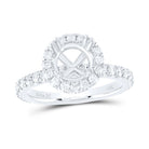 14K White Gold Diamond Semi Mount Single Halo Engagement Ring 1 Cttw - Splendid Jewellery