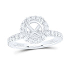 14K White Gold Diamond Semi Mount Single Halo Engagement Ring 1 Cttw - Splendid Jewellery