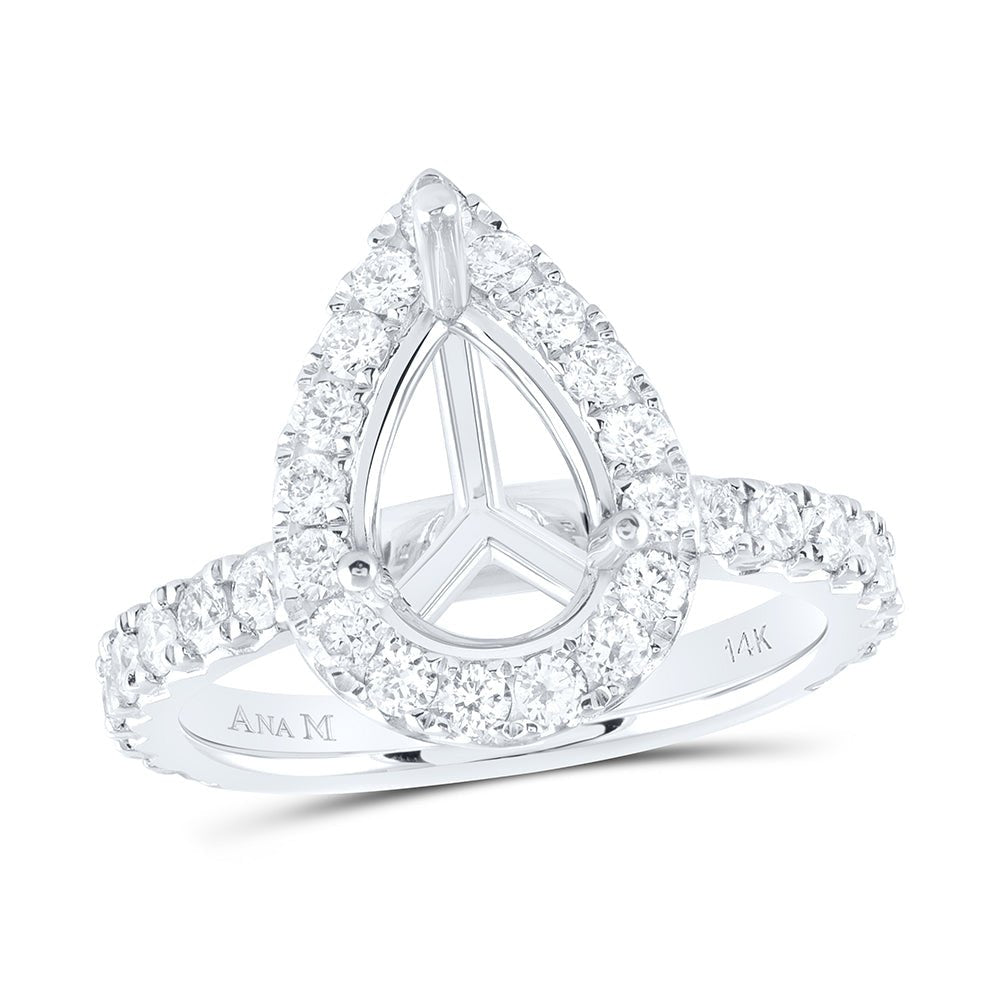 14K White Gold Diamond Semi Mount Single Halo Engagement Ring 1 Cttw - Splendid Jewellery