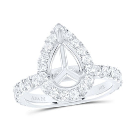 14K White Gold Diamond Semi Mount Single Halo Engagement Ring 1 Cttw - Splendid Jewellery