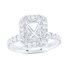 14K White Gold Diamond Semi Mount Single Halo Engagement Ring 1 Cttw - Splendid Jewellery