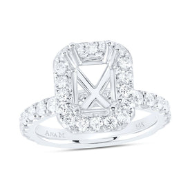 14K White Gold Diamond Semi Mount Single Halo Engagement Ring 1 Cttw - Splendid Jewellery