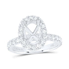 14K White Gold Diamond Semi Mount Single Halo Engagement Ring 1 Cttw - Splendid Jewellery