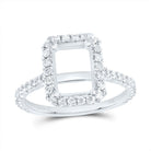 14K White Gold Diamond Semi Mount Single Halo Engagement Ring 1/2 Cttw - Splendid Jewellery