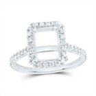 14K White Gold Diamond Semi Mount Single Halo Engagement Ring 1/2 Cttw - Splendid Jewellery