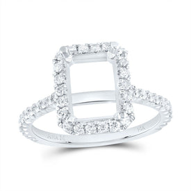 14K White Gold Diamond Semi Mount Single Halo Engagement Ring 1/2 Cttw - Splendid Jewellery