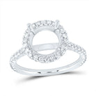 14K White Gold Diamond Semi Mount Single Halo Engagement Ring 1/2 Cttw - Splendid Jewellery