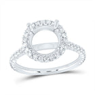 14K White Gold Diamond Semi Mount Single Halo Engagement Ring 1/2 Cttw - Splendid Jewellery