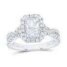 14K White Gold Diamond Semi Mount Single Halo Engagement Ring 3/4 Cttw - Splendid Jewellery