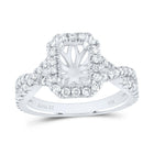 14K White Gold Diamond Semi Mount Single Halo Engagement Ring 3/4 Cttw - Splendid Jewellery