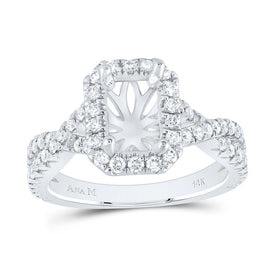 14K White Gold Diamond Semi Mount Single Halo Engagement Ring 3/4 Cttw - Splendid Jewellery