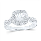 14K White Gold Diamond Semi Mount Single Halo Engagement Ring 3/4 Cttw - Splendid Jewellery