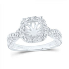 14K White Gold Diamond Semi Mount Single Halo Engagement Ring 3/4 Cttw - Splendid Jewellery