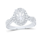 14K White Gold Diamond Semi Mount Single Halo Engagement Ring 3/4 Cttw - Splendid Jewellery