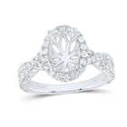 14K White Gold Diamond Semi Mount Single Halo Engagement Ring 3/4 Cttw - Splendid Jewellery