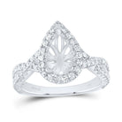 14K White Gold Diamond Semi Mount Single Halo Engagement Ring 3/4 Cttw - Splendid Jewellery