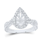 14K White Gold Diamond Semi Mount Single Halo Engagement Ring 3/4 Cttw - Splendid Jewellery