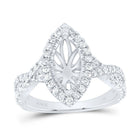14K White Gold Diamond Semi Mount Single Halo Engagement Ring 3/4 Cttw - Splendid Jewellery