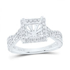 14K White Gold Diamond Semi Mount Single Halo Engagement Ring 3/4 Cttw - Splendid Jewellery