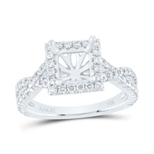 Load image into Gallery viewer, 14K White Gold Diamond Semi Mount Single Halo Engagement Ring 3/4 Cttw - Splendid Jewellery