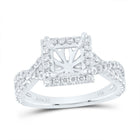 14K White Gold Diamond Semi Mount Single Halo Engagement Ring 3/4 Cttw - Splendid Jewellery