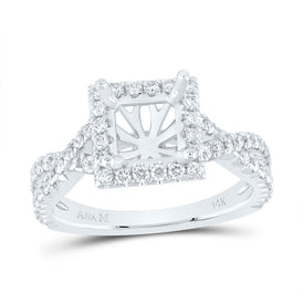 14K White Gold Diamond Semi Mount Single Halo Engagement Ring 3/4 Cttw - Splendid Jewellery