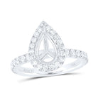 14K White Gold Diamond Semi Mount Single Halo Engagement Ring 3/4 Cttw - Splendid Jewellery