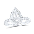 14K White Gold Diamond Semi Mount Single Halo Engagement Ring 3/4 Cttw - Splendid Jewellery