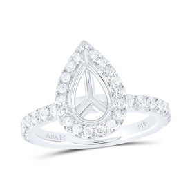 14K White Gold Diamond Semi Mount Single Halo Engagement Ring 3/4 Cttw - Splendid Jewellery