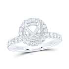 14K White Gold Diamond Semi Mount Single Halo Engagement Ring 3/4 Cttw - Splendid Jewellery