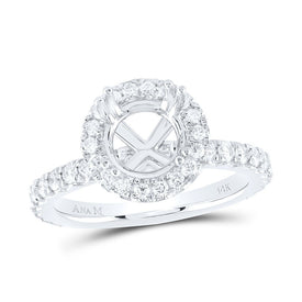 14K White Gold Diamond Semi Mount Single Halo Engagement Ring 3/4 Cttw - Splendid Jewellery