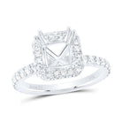 14K White Gold Diamond Semi Mount Single Halo Engagement Ring 3/4 Cttw - Splendid Jewellery