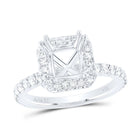 14K White Gold Diamond Semi Mount Single Halo Engagement Ring 3/4 Cttw - Splendid Jewellery